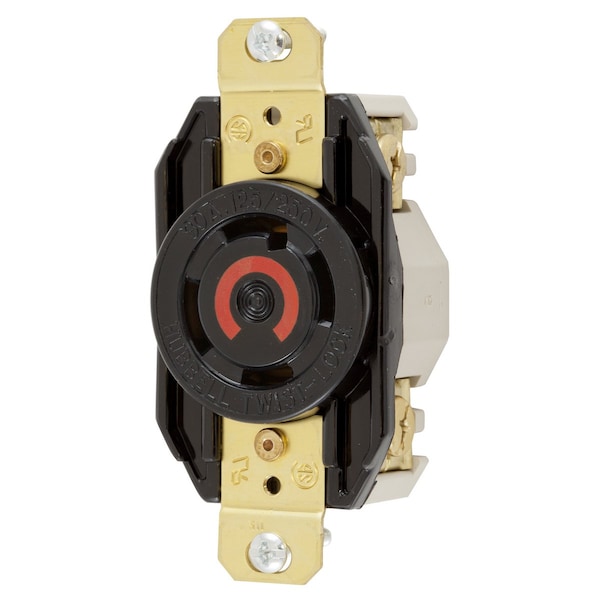Hubbell Wiring Device-Kellems Locking Devices, Twist-Lock®, Industrial, Flush Receptacle, 30A 125/250V, 3-Pole 4-Wire Grounding, L14-30R, Ring Terminal, Black - HBL2710RT