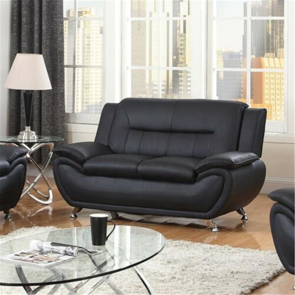 Kd Gabinete Faux Leather Sofa loveseat, Black - Large - KD2234738