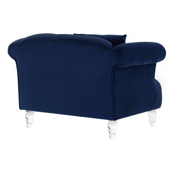 Armen Living Elegance Contemporary Chair in Blue Velvet with Acrylic Legs - LCEG1BLUE