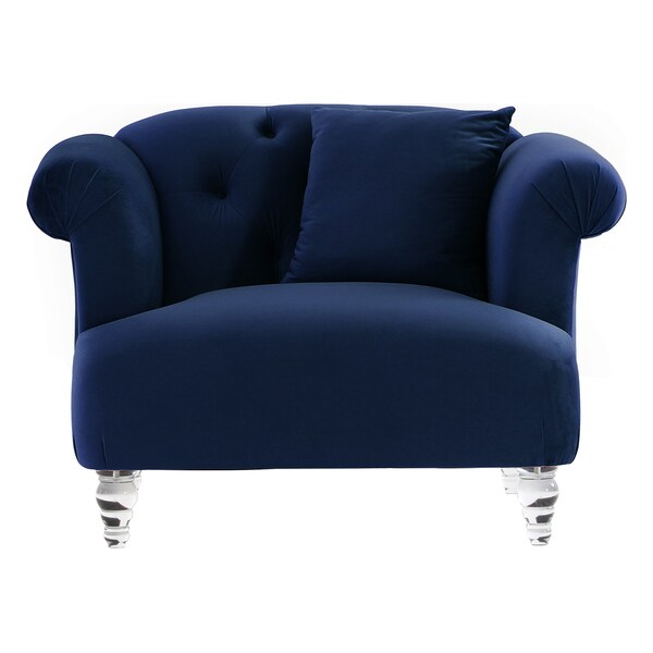 Armen Living Elegance Contemporary Chair in Blue Velvet with Acrylic Legs - LCEG1BLUE