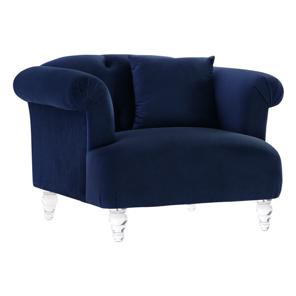 Armen Living Elegance Contemporary Chair in Blue Velvet with Acrylic Legs - LCEG1BLUE