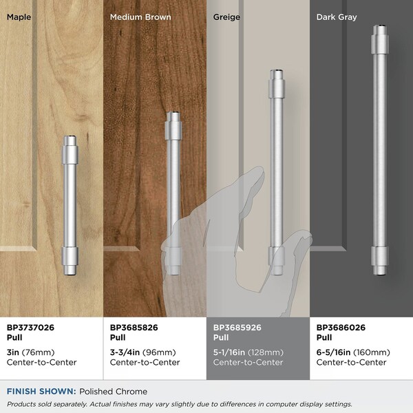 Amerock Destine 5-1/16 in 128 mm Center-to-Center Polished Chrome Cabinet Pull - BP3685926