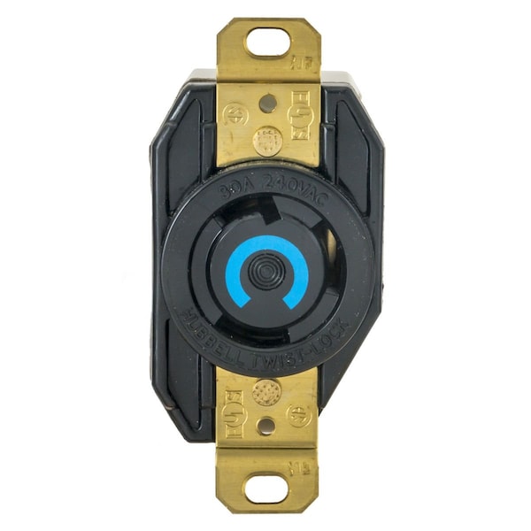 Hubbell Wiring Device-Kellems LKG RCPT, 30A 240V L-N, L25-30R, BK - HBL2600
