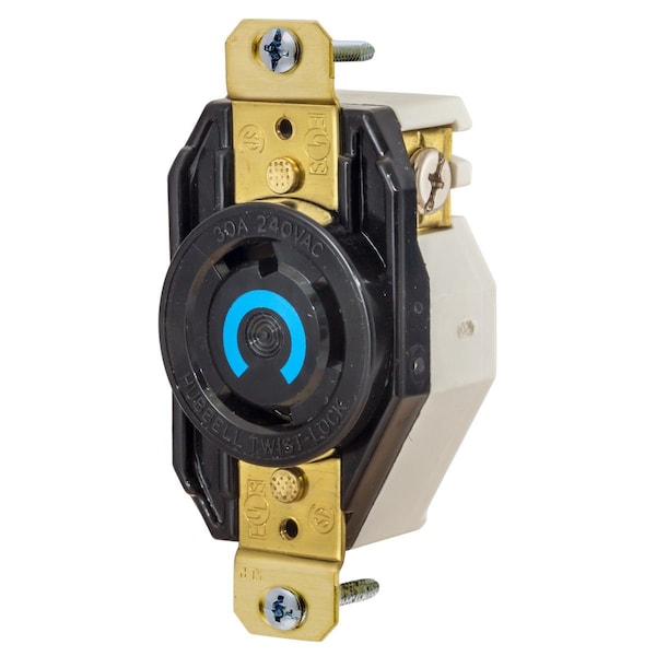 Hubbell Wiring Device-Kellems LKG RCPT, 30A 240V L-N, L25-30R, BK - HBL2600