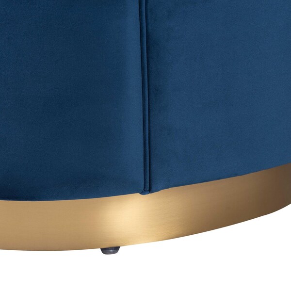 Baxton Studio Deserae Glam and Luxe Navy Blue Velvet and Brushed Gold Metal Sofa - 244-13618-ZORO