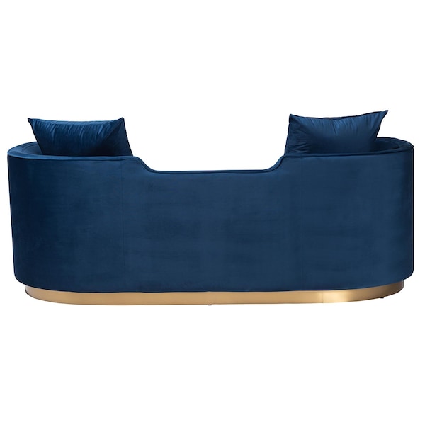 Baxton Studio Deserae Glam and Luxe Navy Blue Velvet and Brushed Gold Metal Sofa - 244-13618-ZORO