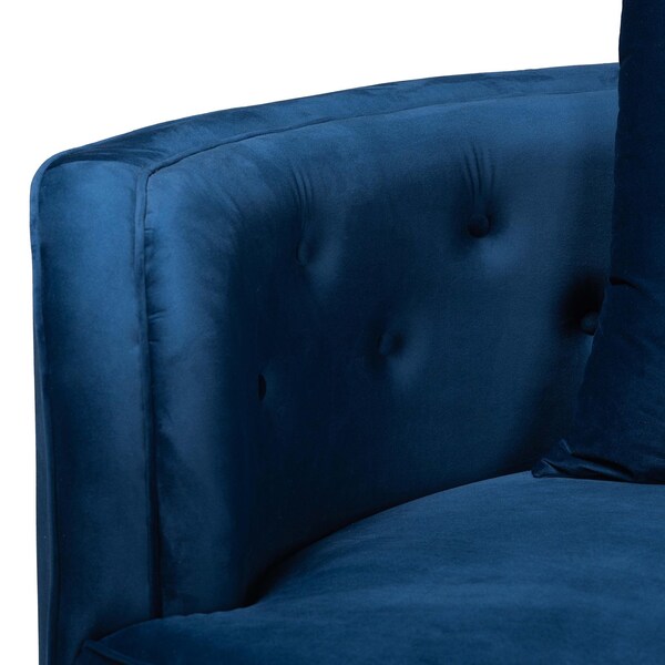 Baxton Studio Deserae Glam and Luxe Navy Blue Velvet and Brushed Gold Metal Sofa - 244-13618-ZORO