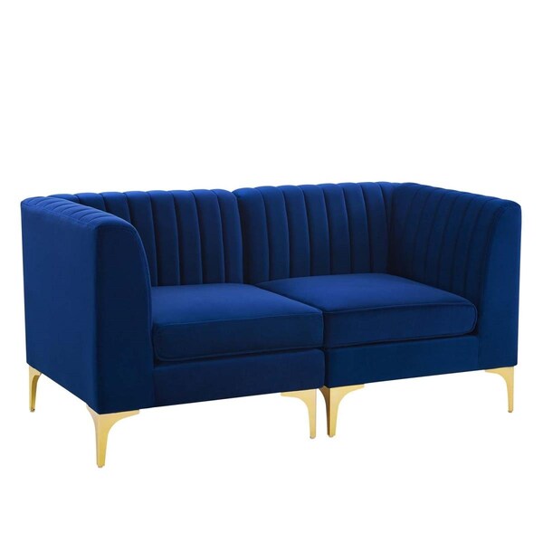 Modway Furniture Triumph Channel Tufted Performance Velvet Loveseat, Navy - EEI-4346-NAV