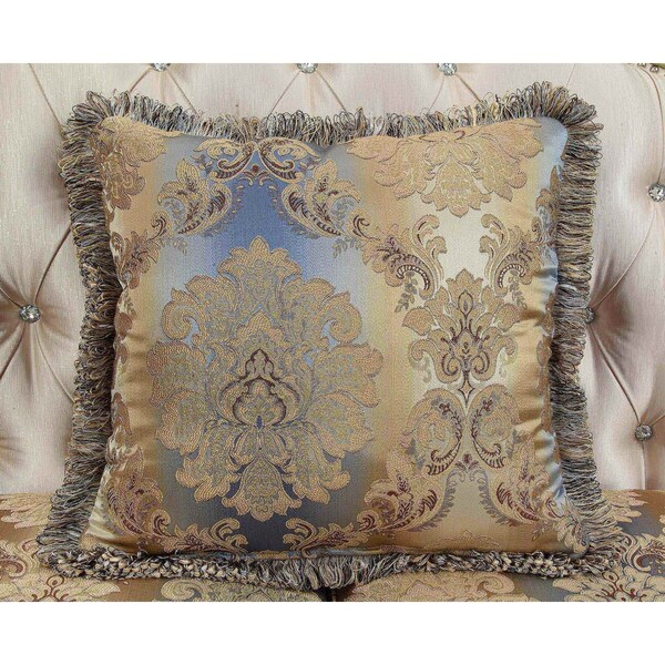 Homeroots 40 x 97 x 47 in. Fabric Antique White Upholstery Poly-Resin Sofa with 5 Pillows - 348231