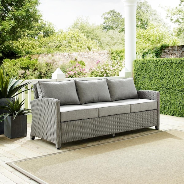Crosley Furniture Bradenton Wicker Sofa, Grey - KO70049GY-GY