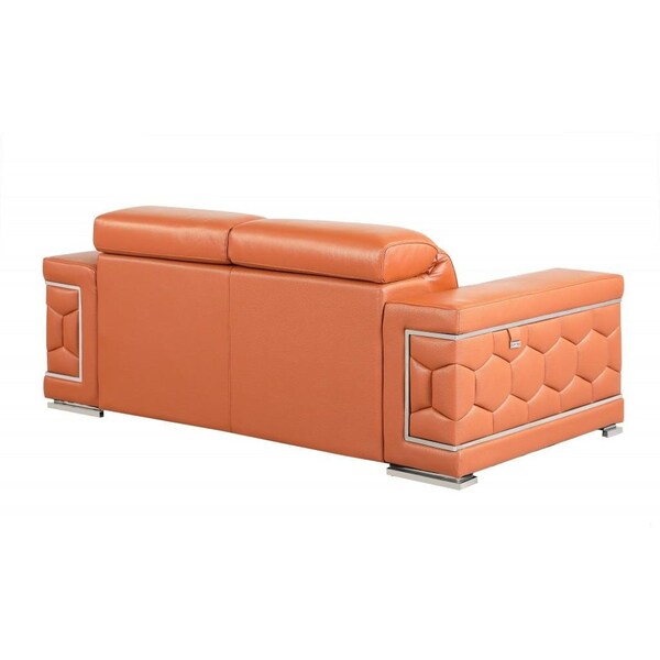 Homeroots 71 x 41 x 29 in. Modern Camel Leather Sofa & Loveseat - 343841