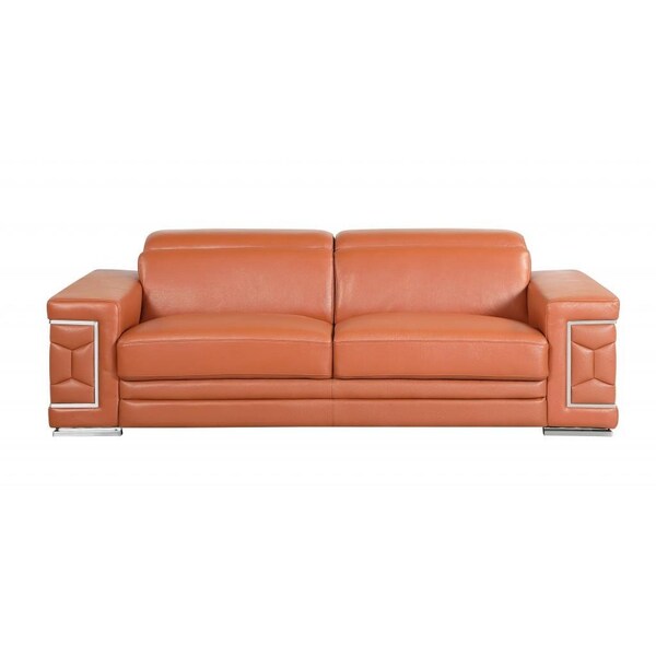 Homeroots 71 x 41 x 29 in. Modern Camel Leather Sofa & Loveseat - 343841