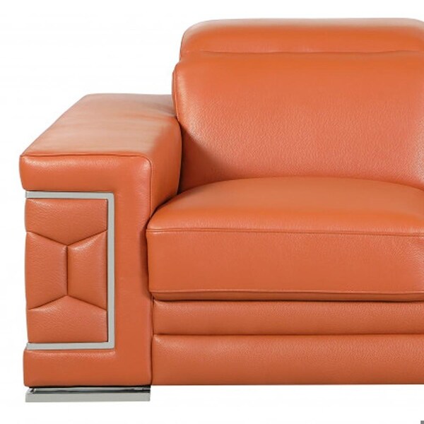 Homeroots 71 x 41 x 29 in. Modern Camel Leather Sofa & Loveseat - 343841