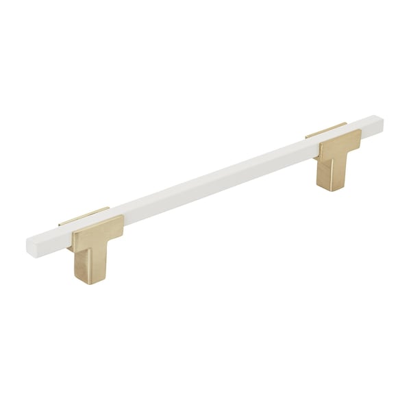 Amerock Urbanite 6-5/16 in 160 mm Center-to-Center Brushed Gold/White Cabinet Pull - BP778160BGLWHT