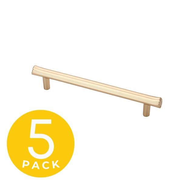 Sapphire Eclipse Series 5 in. 128 mm Center-to-Center Modern Gold Cabinet Handle/Pull, 5PK - SP-2214-128-BRA-5