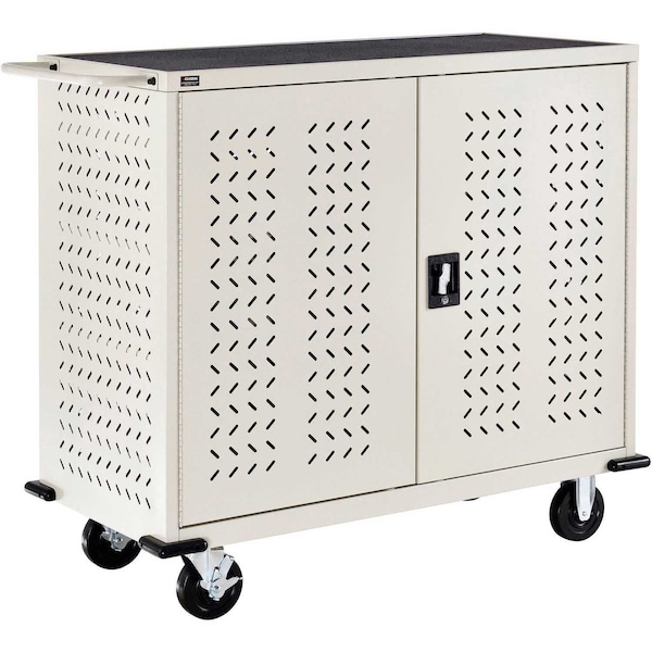 Global Industrial Mobile Storage & Charging Cart, 24 Laptop & Chromebook, Device Capacity, Putty, Assembled - 251761PYA