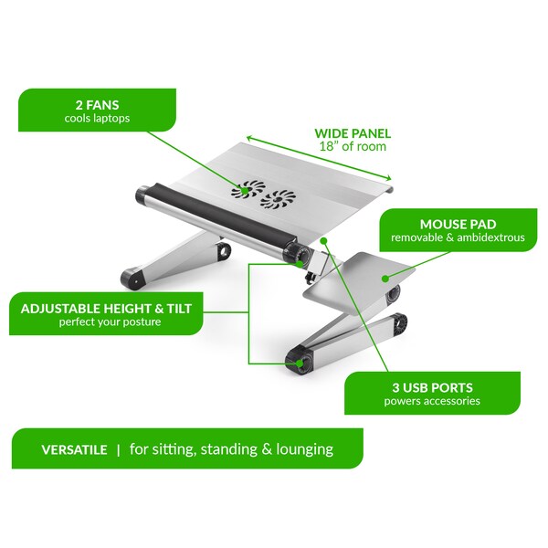 Uncaged Ergonomics WorkezCoolLaptopCoolingStand2Fans3UsbPortMousePadLapDesk, WECs - WECS