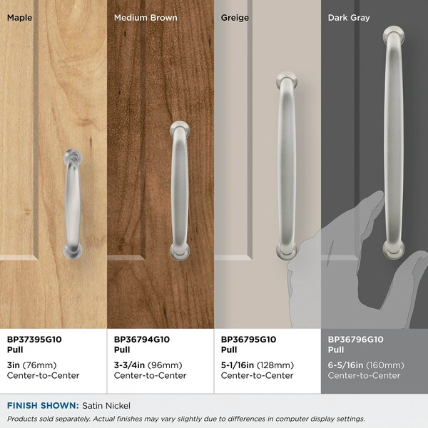 Amerock Renown 6-5/16 in 160 mm Center-to-Center Satin Nickel Cabinet Pull - BP36796G10