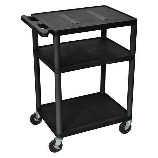 Luxor AV Cart - 34"H  - Three Shelves - Black - LE34-B