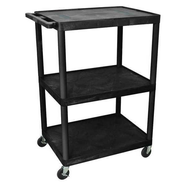 Luxor AV Cart - 48"H AV Cart - Three Shelves - Black - LE48-B