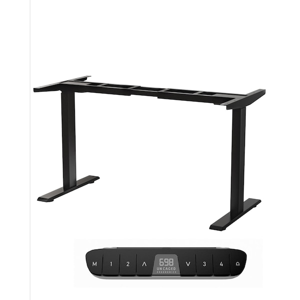 Uncaged Ergonomics Rise Up Dual Motor Electric Standing Desk Frame Legs 27.2-45.3" Black - RU2B