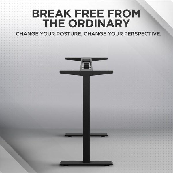 Uncaged Ergonomics Rise Up Dual Motor Electric Standing Desk Frame Legs 27.2-45.3" Black - RU2B