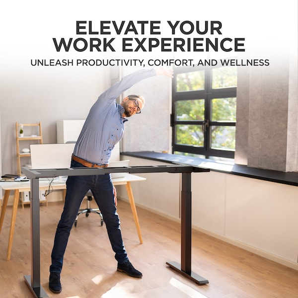 Uncaged Ergonomics Rise Up Dual Motor Electric Standing Desk Frame Legs 27.2-45.3" Black - RU2B