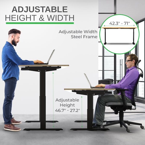Uncaged Ergonomics Rise Up Dual Motor Electric Standing Desk Frame Legs 27.2-45.3" Black - RU2B