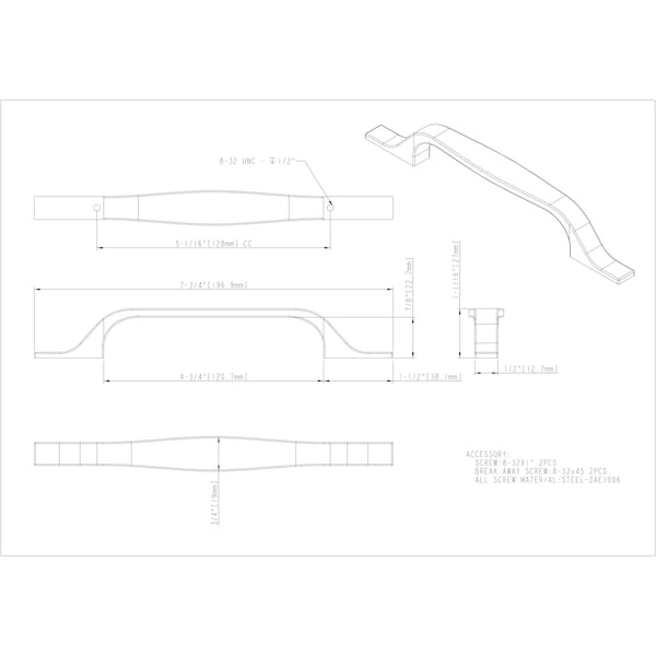 Elements By Hardware Resources 128 mm Center-to-Center Satin Nickel Square Cosgrove Cabinet Pull - 382-128SN