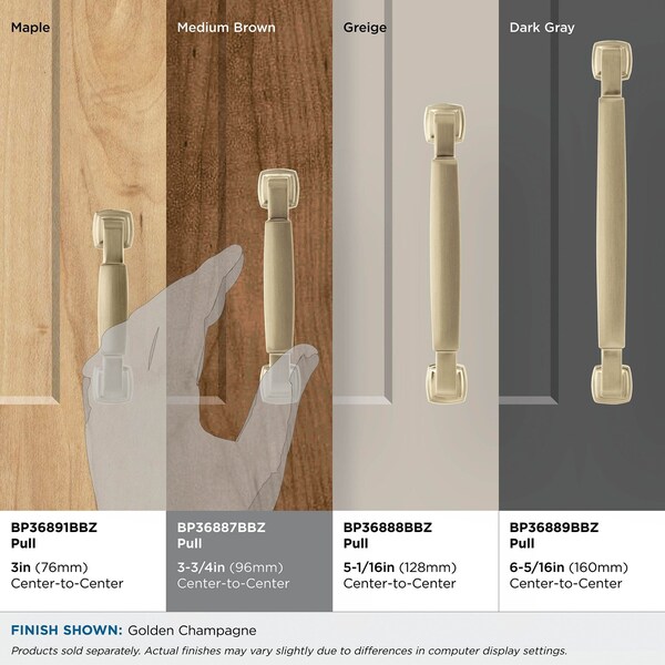 Amerock Stature 3-3/4 in 96 mm Center-to-Center Golden Champagne Cabinet Pull - BP36887BBZ
