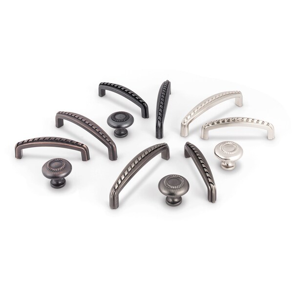 Elements By Hardware Resources 96 mm Center-to-Center Satin Nickel Rope Detailed Cypress Cabinet Pull - Z118-96SN