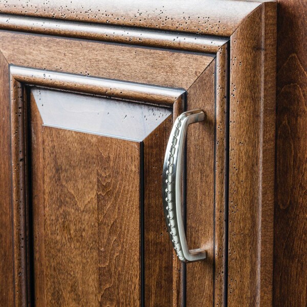 Elements By Hardware Resources 96 mm Center-to-Center Satin Nickel Rope Detailed Cypress Cabinet Pull - Z118-96SN