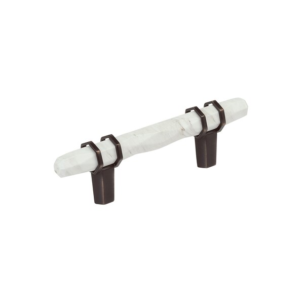 Amerock Carrione 3 inch 76mm Center-to-Center Marble White/Oil-Rubbed Bronze Cabinet Pull - BP36639MWORB