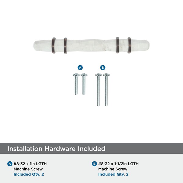 Amerock Carrione 3 inch 76mm Center-to-Center Marble White/Oil-Rubbed Bronze Cabinet Pull - BP36639MWORB