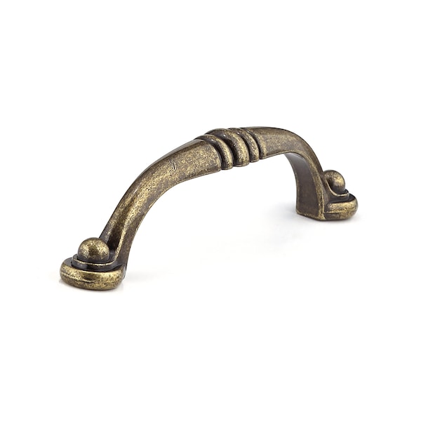 Richelieu 3-3/4 in. (96 mm) Center-to-Center Burnished Brass Traditional Drawer Pull - BP2373896BB