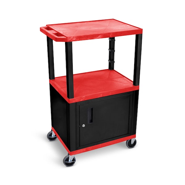 Luxor 42"H 3-Shelf Utility Cart - Cabinet Red / Black Legs - WT42RC2E-B