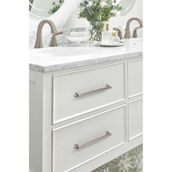 Amerock Stature 10-1/16 inch 256mm Center-to-Center Satin Nickel Cabinet Pull - BP37400G10