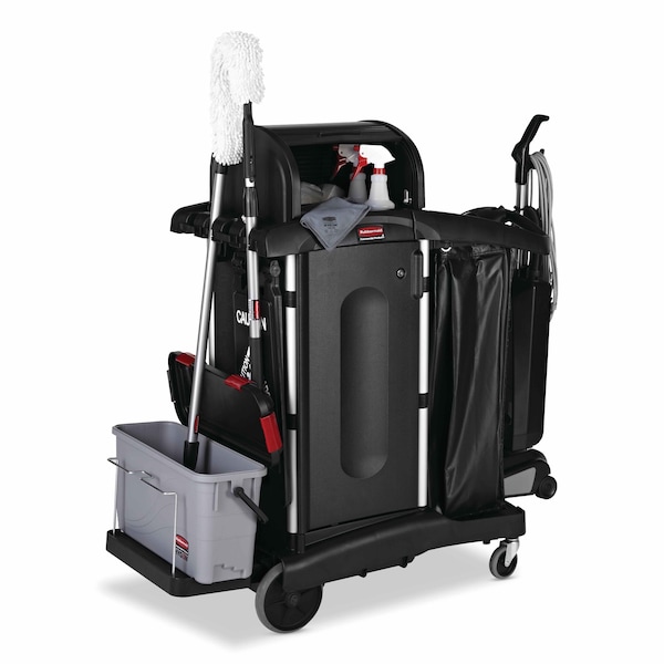 Rubbermaid Commercial Executive Janitorial Cleaning Cart Locking Cabinet Door Kit, Black - 1995833
