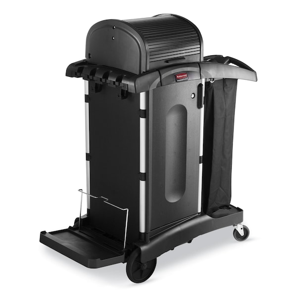 Rubbermaid Commercial Executive Janitorial Cleaning Cart Locking Cabinet Door Kit, Black - 1995833