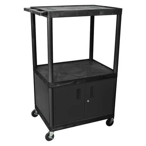 Luxor AV Cart - 54"H AV Cart - Three Shelves and Cabinet - Black - LE54C-B