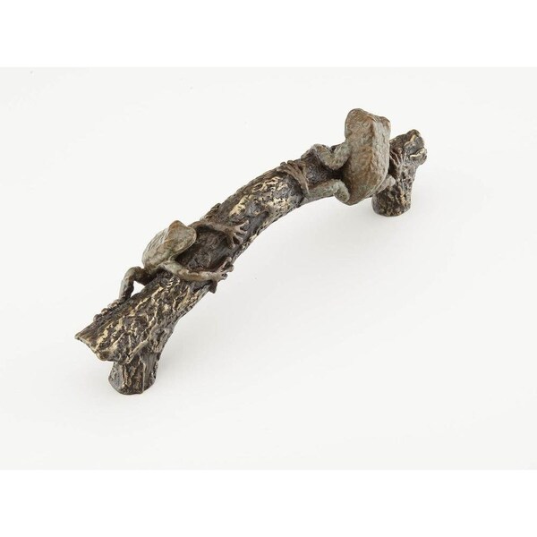 Schaub 5-1/2in Center to Center Nature Frog on Log Cabinet Pull Pompeian Bronze with Highlighted - 895-PBZ-HBZ