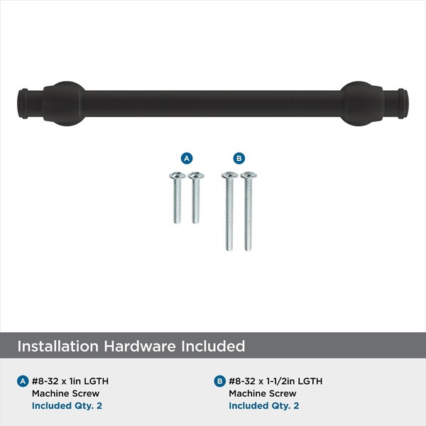 Amerock Winsome 5-1/16 in 128 mm Center-to-Center Matte Black Cabinet Pull - BP36767FB