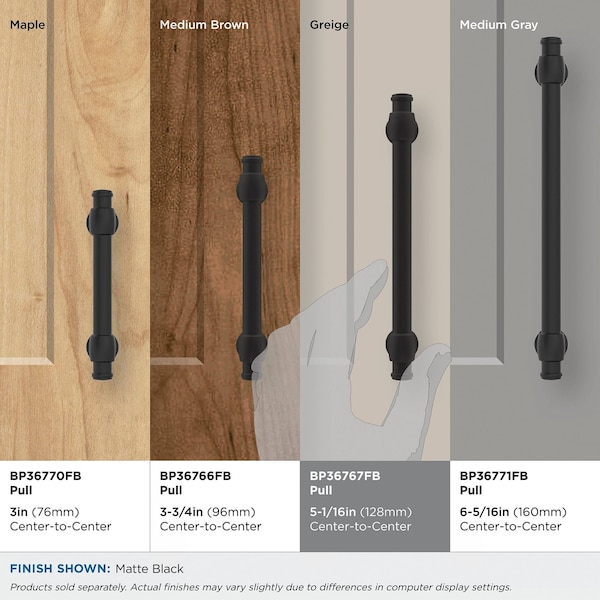 Amerock Winsome 5-1/16 in 128 mm Center-to-Center Matte Black Cabinet Pull - BP36767FB