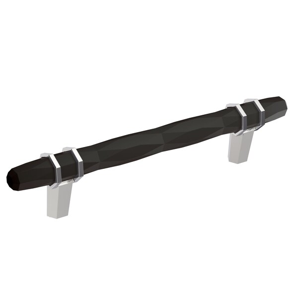 Amerock London 5-1/16 in 128 mm Center-to-Center Black Bronze/Polished Chrome Cabinet Pull - BP36649BBR26
