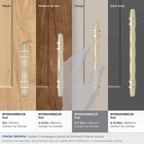 Amerock London 5-1/16 in 128 mm Center-to-Center Golden Champagne/Polished Chrome Cabinet Pull - BP36649BBZ26