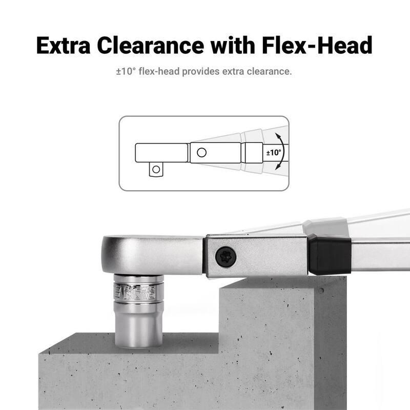 Capri Tools 1/2 in. Drive 50 to 250 ft. lbs. Flex-Head Split Beam Torque Wrench - CP31600-250FL