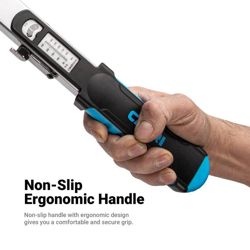 Capri Tools 1/2 in. Drive 50 to 250 ft. lbs. Flex-Head Split Beam Torque Wrench - CP31600-250FL