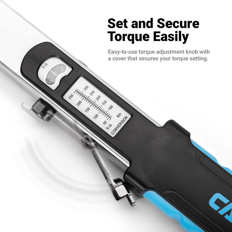Capri Tools 1/2 in. Drive 50 to 250 ft. lbs. Flex-Head Split Beam Torque Wrench - CP31600-250FL