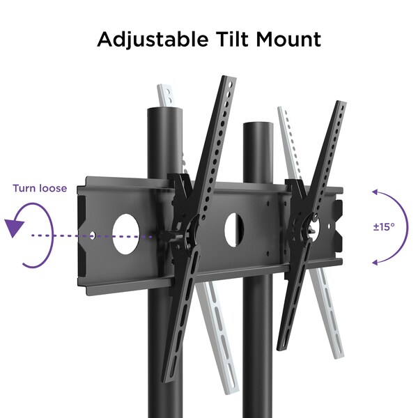 Promounts Mobile TV Cart with Tilt Mount for TVs 32 in. - 72 in. Up to 110 lbs - AFCS6402-02