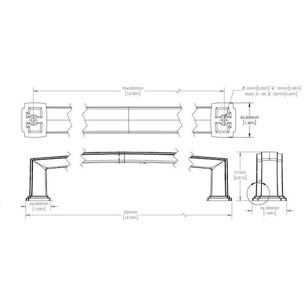 Richelieu 12-inch (305 mm) Center to Center Matte Black Transitional Cabinet Pull - BP867512900